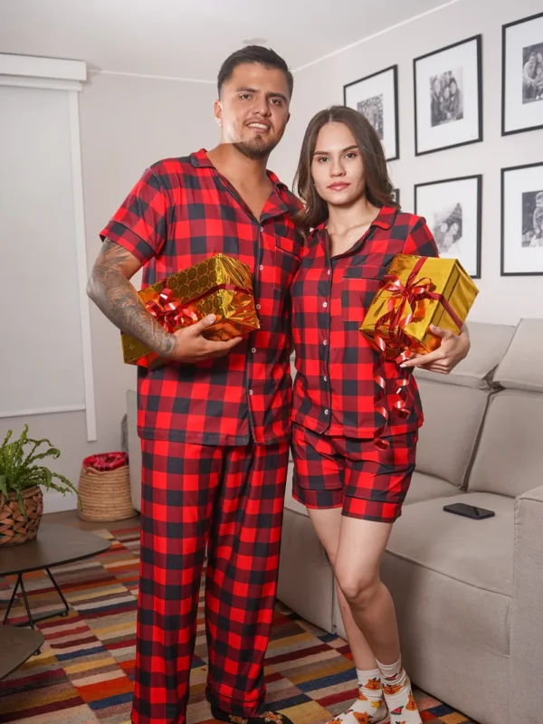 Pijama Cuadros rojo - negro