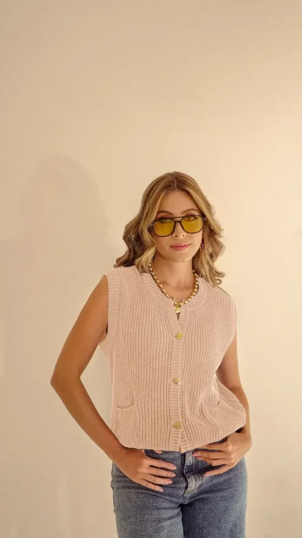 Chaleco tejido con bolsillos