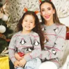 Saco-gris-pinguino-mujer-niño Buzo Gris Pingüino navideño (Aguinaldo)